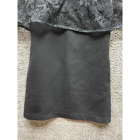 Self-Portrait Lace & Bow Accent Mock Neck Mini Shift‎ Dress Black Womens Size 6 - Picture 4 of 16